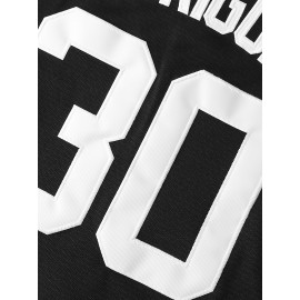 Classic Letter & Number 30 Baseball Shirt Embroidered Design, Men'S Breathable Baseball Jersey, Short Sleeve Shirt For Training And Competition