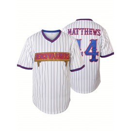 #44 White Baseball Jersey Stitched Polyester Men'S Retro Baseball Shirt Button Short Sleeved Baseball Top S-3XL Hip Hop Clothes