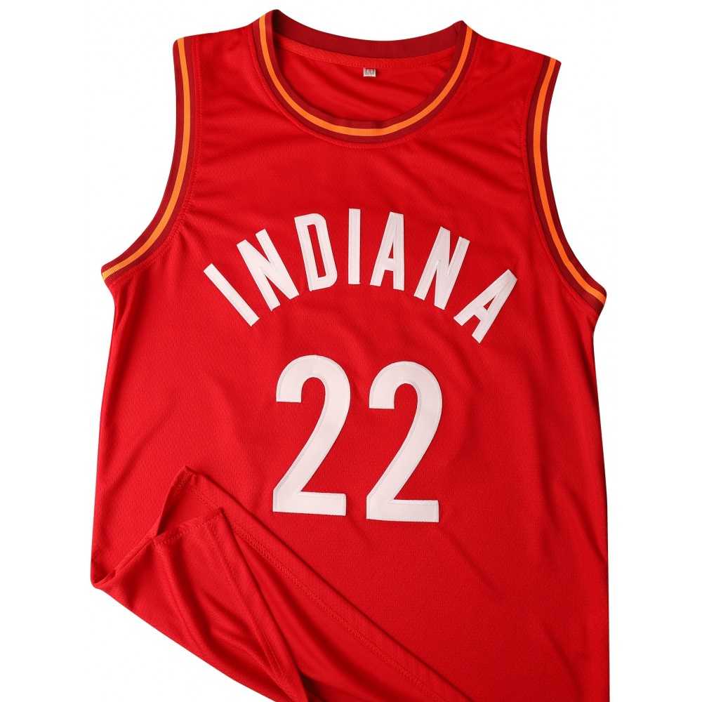 Men'S #22 Indiana Red Basketball Jersey, Sleeveless Polyester Tank Top, Classic Stitched Sports Shirt, Breathable Microfiber, Round Neck, Perfect for Basketball Fans, Casual & Outdoor Activities