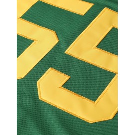 Men's Green Embroidered Polyester Baseball Shirt #55, V-Neck, Button Closure - Ideal for Spring, Summer, and Autumn Sports, Casual Wear Sizes S-XXXL