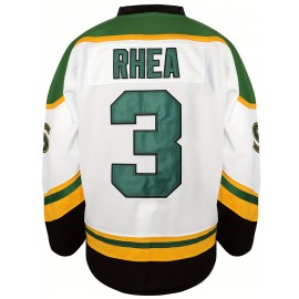 Men's #3 Embroidered Ice Hockey Jersey - Retro V-Neck, Long Sleeve, Polyester Blend, Machine Washable - Perfect for Sports & Casual Wear, Outdoor Activities, Parties, and Holidays