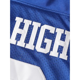 All Stitched #33 Blue Breathable Embroidered Football Jersey - Casual V-Neck Sports Shirt for Outdoor Activities & Parties, Sizes S-XXXL, Embroidered, Football Jersey, Breathable, Casual