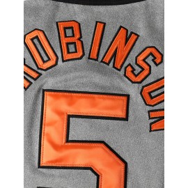 5 Grey Baseball Jersey Stitched Polyester Men'S Retro Baseball Shirt Button Short Sleeved Baseball Top S-3XL Hip Hop Clothes