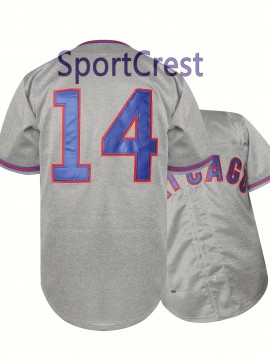 14 Grey Baseball Jersey Stitched Polyester Men'S Retro Baseball Shirt Button Short Sleeved Baseball Top S-3XL Hip Hop Clothes