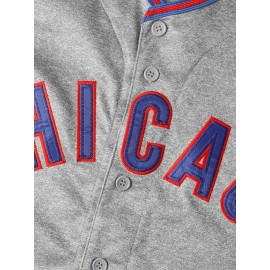 14 Grey Baseball Jersey Stitched Polyester Men'S Retro Baseball Shirt Button Short Sleeved Baseball Top S-3XL Hip Hop Clothes