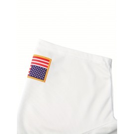 Men's White Polyester Baseball Jersey | USA Embroidered V-Neck | Multi-Season Sports & Casual Wear | Machine Washable | Breathable, Loose Fit | Ideal for Outdoor Activities & Festive Occasions