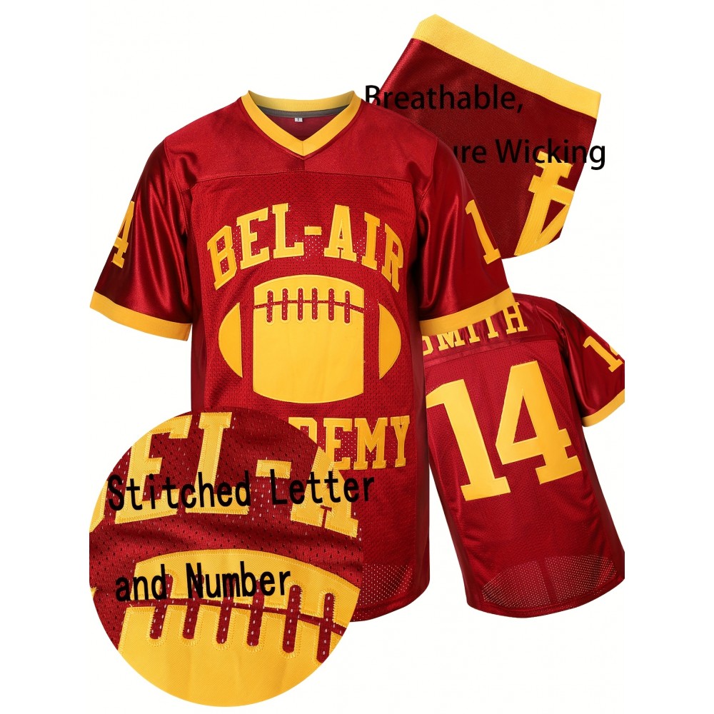 Men's #14 Wine Red Embroidered Baseball Jersey - Breathable Polyester, V-Neck Short Sleeve Shirt with Stitched Letter & Number Design for Training, Competition, and Casual Wear
