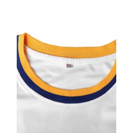 Men's #22 Crenshaw Embroidered Basketball Jersey - Yellow with Blue Trim, V-Neck, Sleeveless Sports Uniform for Streetball, Parties & Casual Wear, Sizes S-XXXL