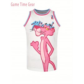 Men's #3 Basketball Jersey - Sleeveless Loose Fit Polyester Knit Top with Number & Letter Design, Pink/Blue/Red Colorblock for Training, Casual Wear, Parties (Sizes S-3XL), Outdoor Activity Apparel, Athletic Design, Durable Sports Apparel