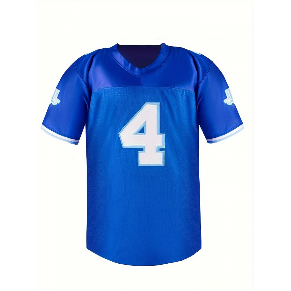 No.4 Blue Rugby Shirt Men's Button Shirt Casual Sports Shirt Baseball Shirt