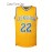 Men's #22 Crenshaw Embroidered Basketball Jersey - Yellow with Blue Trim, V-Neck, Sleeveless Sports Uniform for Streetball, Parties & Casual Wear, Sizes S-XXXL
