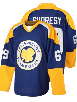 1pc Letterkenny Shamrocks Men'S Hockey Jersey - Polyester V-Neck with Embroidered #69 and Name - All-Season Sports Fan Gear for Ice Hockey, Casual Wear, Parties, and Outdoor Activities