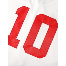 Men'S #10 Baseball Jersey, Embroidered Short-Sleeve Baseball Uniform, V-Neck Loose Button-Up Shirt, a Comfortable Top Suitable for Training And Games.