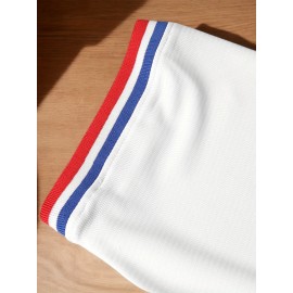 Men's #37 Retro White Baseball Jersey with Blue & Red Stripes - Embroidered, V-Neck, Short Sleeve, Loose Button-Up Shirt for Training & Games - Lightweight Polyester, Machine Washable