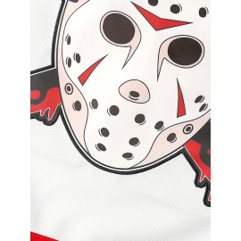 1pc Men'S Ice Hockey Jersey - #13 Voorhees Embroidered Polyester Sports Top, V-Neck Long Sleeve Loose-Fit, Slight Stretch Knit Fabric, for Party, Sports Events, Casual & Outdoor Activities - Four Seasons