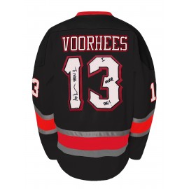 1pc Men'S Ice Hockey Jersey - #13 Voorhees Embroidered Polyester Sports Top, V-Neck Long Sleeve Loose-Fit, Slight Stretch Knit Fabric, for Party, Sports Events, Casual & Outdoor Activities - Four Seasons