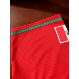 Men's #7 Red Embroidered Baseball Jersey - V-Neck, Short Sleeve, Loose Button-Up Shirt, Comfortable Polyester Fabric, Ideal for Training & Games, Training Apparel|Embroidered Shirt|Comfortable Fit