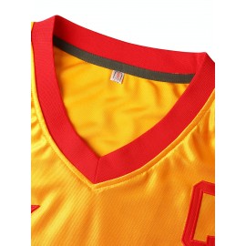 Men's & Women's 16 Embroidered American Football Jersey - Vibrant Yellow Moisture-Wicking Breathable V-Neck Loose Fit, 100% Polyester, Sizes S-XXXL for Sports, Casual & Outdoor Activities, Athletic Apparel | Embroidered Sports Top | Breathable Polyester