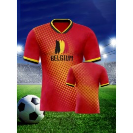 Women's Large Size Professional Sports Fabric Creative Pattern Print European National Team Soccer Jersey T-shirt, Soccer Jersey Flag Uniforms Shirts, Breathable And Lightweight, Moisture-Wicking, As Gifts For Sports Fans