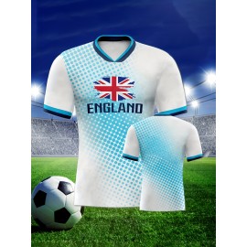 Women's Large Size Professional Sports Fabric Creative Pattern Print European National Team Soccer Jersey T-shirt, Soccer Jersey Flag Uniforms Shirts, Breathable And Lightweight, Moisture-Wicking, As Gifts For Sports Fans