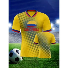 Women's Large Size Professional Sports Fabric Creative Pattern Print South American National Team Soccer Jersey T-shirt, Soccer Jersey Flag Uniforms Shirts, Breathable And Lightweight, Moisture-Wicking, As Gifts For Sports Fans