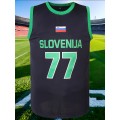 Men's Basketball Jersey #77 - Navy Blue Slovenia National Team Design with Flag Patch, Loose Fit Breathable Fabric for Training, Team Sports & Casual Wear (S-XXXL), Team Apparel | Casual Jersey | Detailing, Basketball Gear